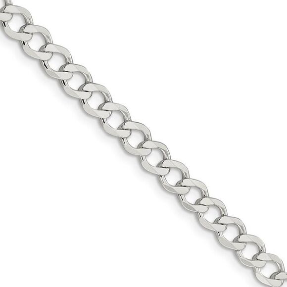 5.25mm Sterling Silver Hollow Flat Open Curb Chain Necklace 20 Inch